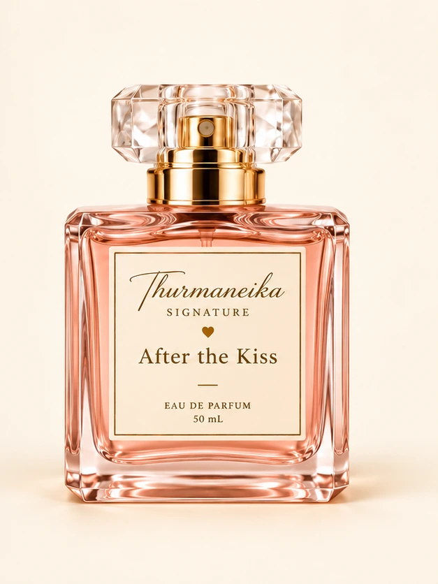 After the Kiss single 50 mL perfume bottle with a clear cap and gold collar
